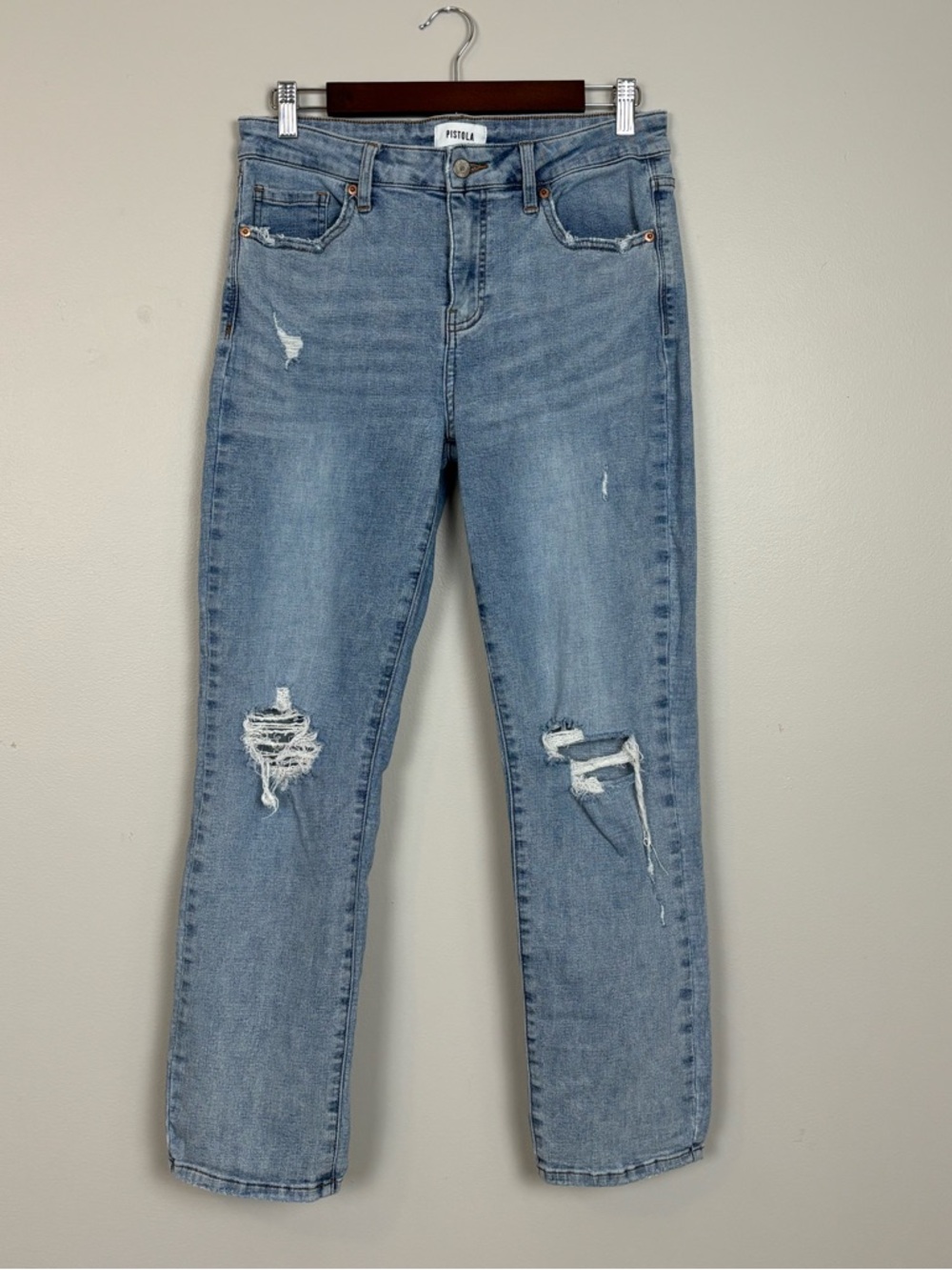Pistola Jeans Womens 29 Bobbie High Rise Distressed Crop Jeans in Bootsteps Wash